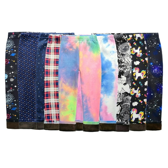 Esaierr 2-11 Years Girls Fleece Lined Leggings for Kids Toddler,Footless Trousers Girls Warm Padded Bottoms Tights,Fall Winter Fleece Lined Trousers