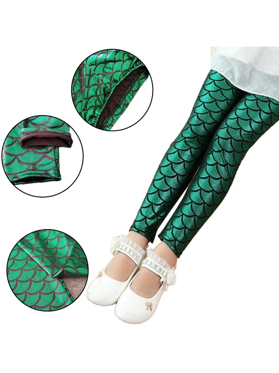 2-11 Years Girls Scale Leggings for Baby Kids Illusion Bottoms Sequins Tights Fall Winter Slim Trousers Teens Warm Underwear Pants