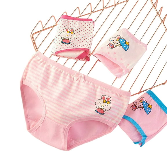 Esaierr 2-12 Years Girls 4PCS Underwear Boxer Briefs for Toddler Kids Breathable Cotton Print Shorts Baby Girls Underwear Briefs(Color Mix Match)