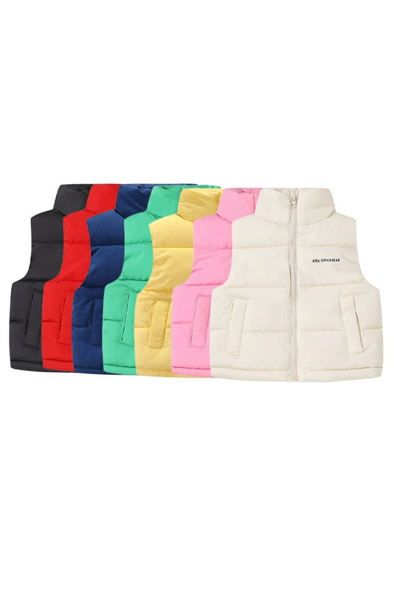 2-12 Years Old Boys Girls Duck Down Vest,Kids Boys Girls Waistcoat,Thickened Shoulders Jacket,Zipper Cardigan Vest Waistcoat