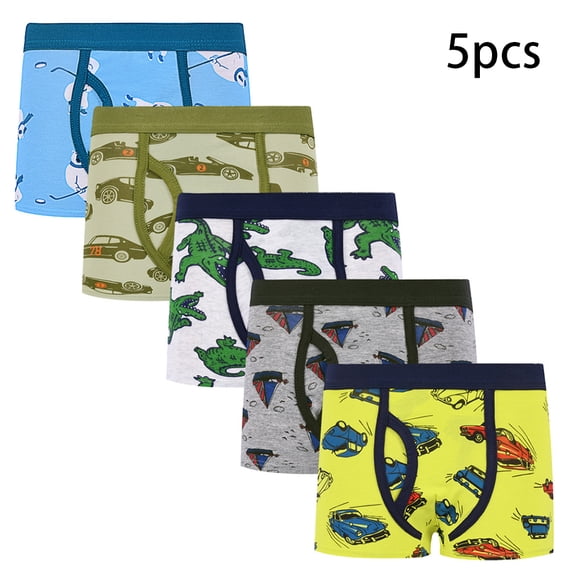 Esaierr 2-12T Boys Boxer Briefs Cotton Underwear for Teen Kids Baby Cartoon Panties Boys Cartoon Breathable Boxer Briefs (Pack of 5)