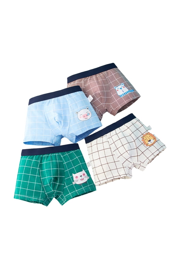 2-12T Boys Boxer Underwear for Kids Baby Soft Comfortable Flat Corner Briefs Cartoon Print Shorts Panties 4-Pack