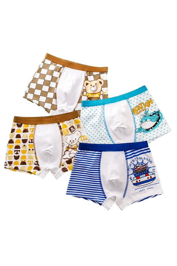 2-12T Kids Baby Boys Boxer Underwear the Four Seasons Toddler Teenagers Cotton Briefs 4-Pack Breathable Four Corners Shorts Panties