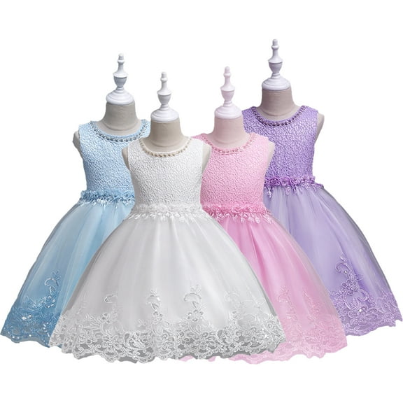Esaierr 2-12Y Girls Princess Dress for Kids Toddler Baby Tulle Bridesmaid Dress Wedding Dance Party Pageant Communion Princess Gowns Sleeveless Formal Dresses
