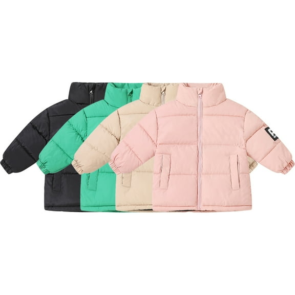Esaierr 2-12Y Kids Baby Boys Girls Winter Puffer down Outerwear, Lightweight High Neck Solid Colour Zip Warm Puffer Coat Toddler Autumn Winter Warm Jacket