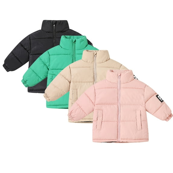 Esaierr 2-12Y Kids Baby Boys Girls Winter Puffer down Outerwear, Lightweight High Neck Solid Colour Zip Warm Puffer Coat Toddler Autumn Winter Warm Jacket