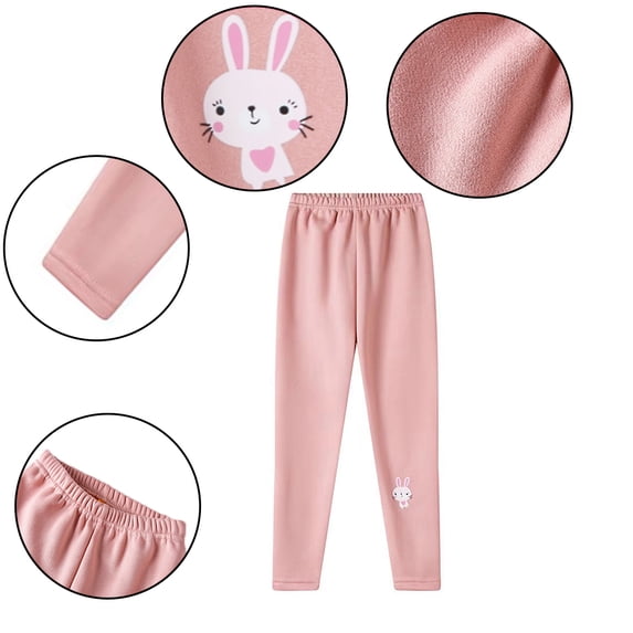 Esaierr 2-13Y Teen Kids Girls Fleece Lined Leggings Pants for Baby Toddler Warm Thicken Bottoming Trousers Padded Thickened Stretchy Tights Fall Winter Girls Skinny ears