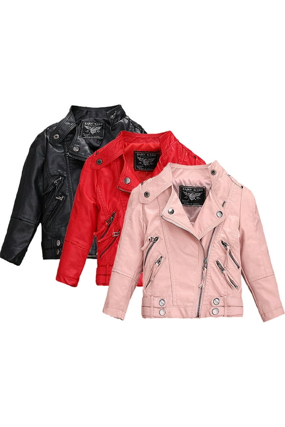 2-14 Years Boys Girls Trendy PU Leather Jacket for Kids Toddler,Spring Fall Motorcycle Jacket Outwear,Teen Boys Leather Coats