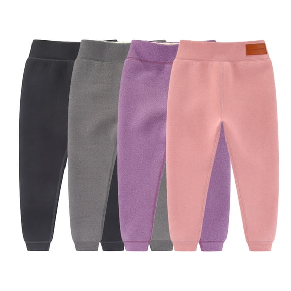 Esaierr 2-14T Kids Toddler Fall Winter Stretch Leggings for Girls Teenagers Padded Cotton Pants High Waist School Uniform Trousers Fleece Tights