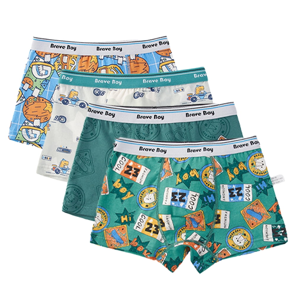 Esaierr 2-14Y Toddler Little Boys Underwear Teen Boys Soft Cotton Boxer  Briefs Cute Undies Pack of 4