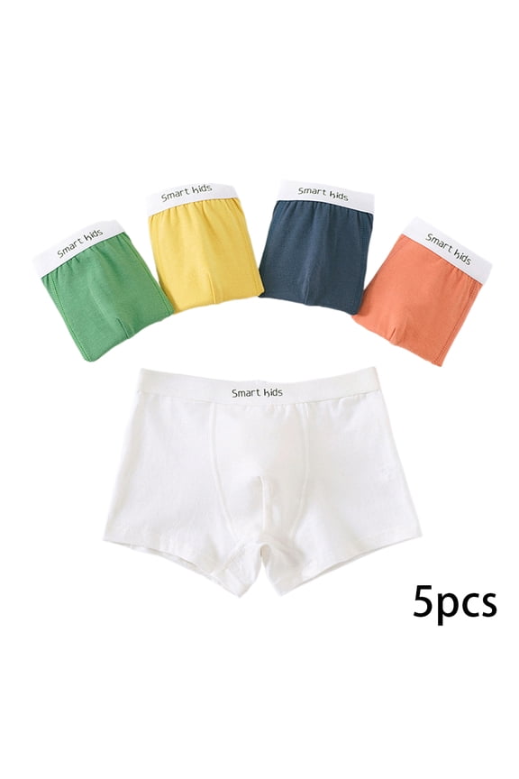 2-14Years Boys Boxer Briefs Underwear 5Pcs Cotton Soft Solid Color Boxer Shorts Panties Boyshorts for Teen Kids Toddler Baby