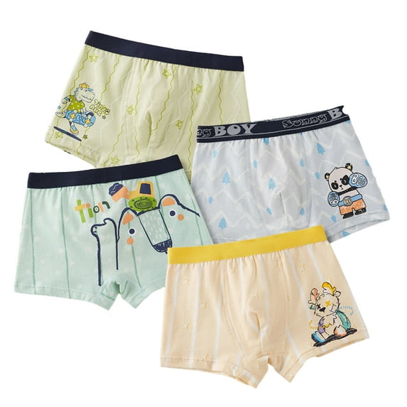 Esaierr 2-18Y Teen Kids Cotton Boxer Briefs for Boys,Toddler Cartoon Soft Undies Baby Cute Comfty Briefs Underwear 4 Pack