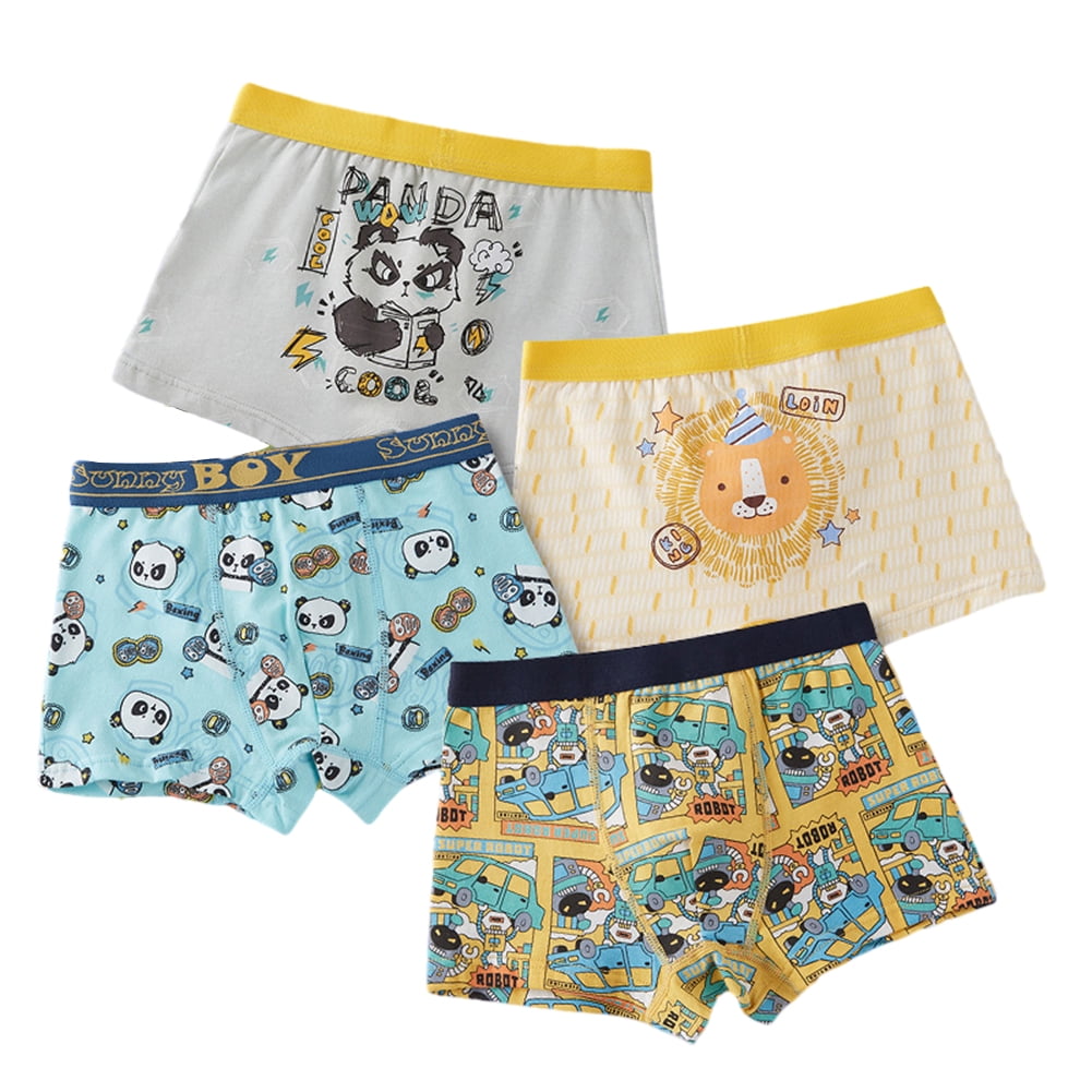 Esaierr 2-18Y Teen Kids Cotton Boxer Briefs for Boys,Toddler Cartoon Soft  Undies Baby Cute Comfty Briefs Underwear 4 Pack