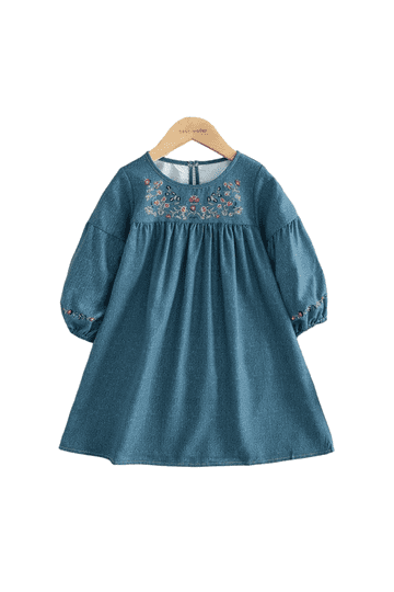 embroidery casual denim dress Alina Denim Embroidered Short Dress