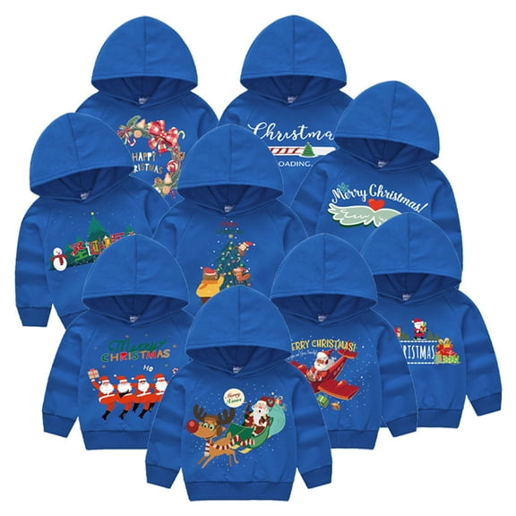 Esaierr 2-7Y Kids Baby Boys Hooded Sweatshirt for Toddlerchristmas Sweatshirt Warm Long Sleeve Pullover Tops Winter Coat