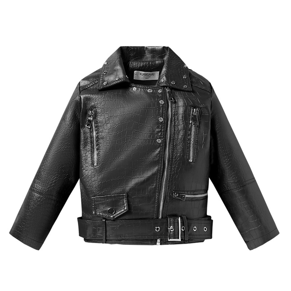 LOTSYOU ♥ Bonnie Leather Jacket /追跡付 Zwiiyzr 4-13 Years Spring And Fall Girls Lapel Leather