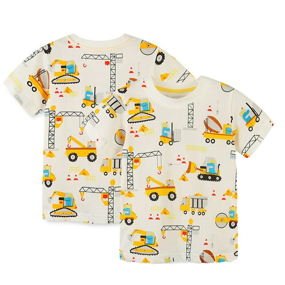 Esaierr 2-8T Boys Crewneck T-Shirt Short Sleeve Cartoon Fashion Bottom Tops Summer Cotton Soft Tee Shirt for Kids Toddler