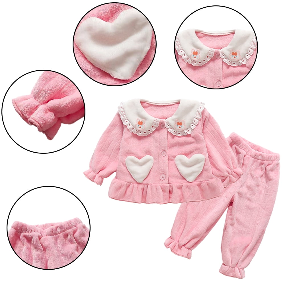 Esaierr 28T Toddler Kids Girls Flannel Pajamas Pjs Outfits 2PCS Soft
