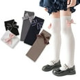 thumbnail image 1 of Esaierr 2 Pairs Toddler Girls Knee High Socks Bow Tie Stockings for Kids Cotton Socks Comfortable Cute Socks for 3-12Y, 1 of 9