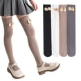 thumbnail image 1 of Esaierr 2 Pairs Kids Baby Girls Cotton Knee-High Socks College Style Thigh High Socks Spring Fall Students Girls Performance White Socks 3-12 Years, 1 of 8