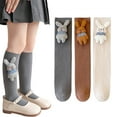 thumbnail image 1 of Esaierr 2 Pairs Kids Baby Solid Color Girls Mid-Calf Socks Cute Rabbit Knee High Socks Cotton Compression Socks 3-12 Years, 1 of 7