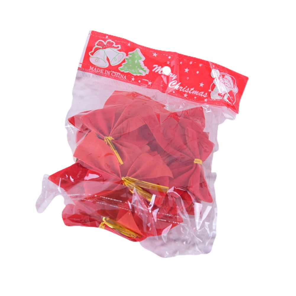 Esaierr 24PCS/(2PACK) Christmas Mini Bow Tie Xmas Gold Silver Red Wreath Bow Holiday Bows For Christmas Tree Wreath Wedding Family 5.5cm Hanging Decor
