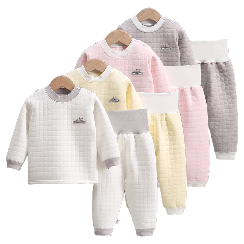 Esaierr 2PCS Boys Girls Thermal Underwear for Baby Newborn Long Johns  Thermal Set T Shirt & Pants Warm Outfit Autumn Winter 6 Months-24 Months 