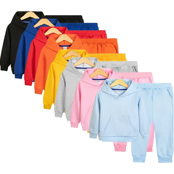 Esaierr 2PCS Kids Toddler Boys Girls Clothes Hoodie Tracksuit Outfits Fall Sweatshirts Set 1-11 Years Pullover Sweatshirt Tops +jogging Pants Set Unisex