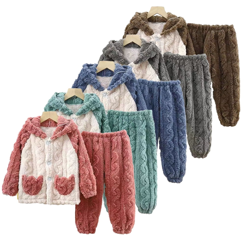 Esaierr 2PCS Kids Toddler Fall Winter Flannel Pajamas Pjs Outfit for ...