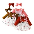 thumbnail image 1 of Esaierr 2PCS Newborn Girls Print Splice Dress for Girls Bow Dress Spring Autumn Long Sleeve Tulle Dress for 0-18M, 1 of 5