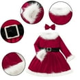 thumbnail image 1 of Esaierr 2PCS Newborn Kids Baby Girls Christmas Dress + Bowknot Headband Belt Red Velvet Long Sleeve Autumn Winter Fleece Dress for 18M-6Y, 1 of 5