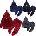 thumbnail image 1 of Esaierr 2PCS Newborn Kids Velour Hooded Tracksuits Sweatsuit Suits for Boys Girls Fall Winter Warm Workout Jogging Sets Fall Winter Sweatshirt Outfit 9 Months - 8 Years, 1 of 5
