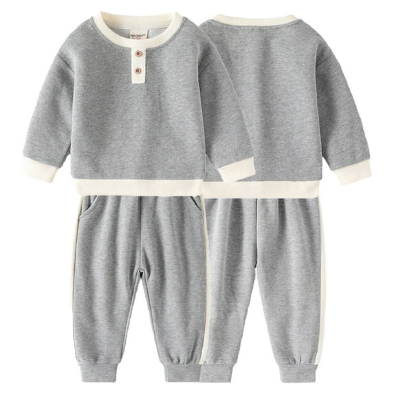 Esaierr 2PCS Toddler Baby Boys Sportswear Set Kids Sweatshirt + Jogger Pants Outfits Long Sleeve Comfortable Winter Warm Clothes Suit for 1-8Y
