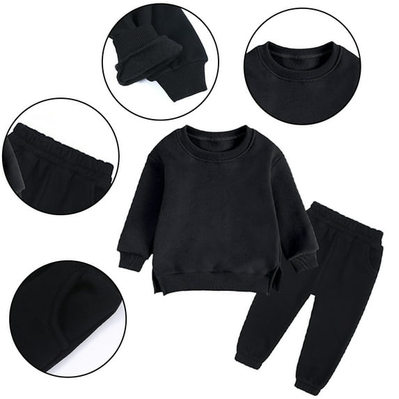 Esaierr 2PCS Toddler Baby Newborn Jogger Outfits Kids Girls Boys Sweatshirts Tops Pants Outfits Long Sleeve Clothes Set Leisure Padded Warm Sweatshirts Clothes for 12M-7Y