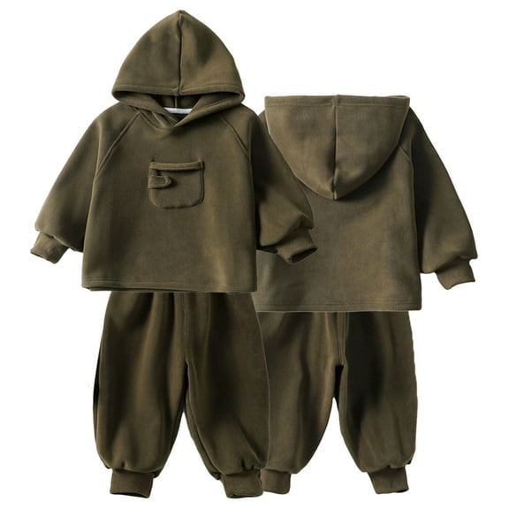 Esaierr 2PCS Toddler Kids Girls Boys Fleece Clothes Pant Set Long Sleeve Hoodie Tops and Pants Set Winter Sweatshirt Hooded Two-Piece Outfit 1-10 Years
