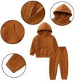 thumbnail image 1 of Esaierr 2PCS Toddler Kids Girls Boys Hooded Sweatshirt Pants Outfits for Baby Pullover Sweatsuit Jogger Pants Set Casual Solid Colour Cotton Fall Winter Comfortable Clothes for 1-7Y, 1 of 5
