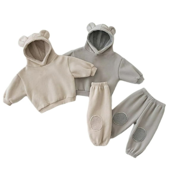 Esaierr 2Pcs Boys Girls Hoodie Sweatshirt Sweatpants Outfit Set for Kids Toddler,Baby Hooded Long Sleeved Pullover Sweatsuit+Sweat Pants Newborn Spring Fall Sports Sweat Suits,Size3M-6T