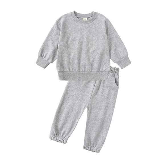 Esaierr 2Pcs Boys Girls Tracksuits Sweatshirt Outfits for Toddler Baby Kids Solid Color Long Style Spring Autumn Outfits Jackets for 12M-13Y