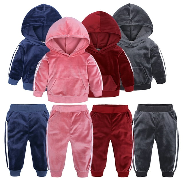 Esaierr 2Pcs Kids Baby Fleece Tracksuit Sweatpants Sets for Boys Girls