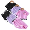 thumbnail image 1 of Esaierr 2Pcs Kids Toddler Girls Summer Clothes Set 1-10Years Short Sleeve Pullover T-Shirt + Trousers Sweatpants Outfit Set, 1 of 7