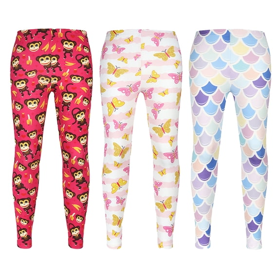 Esaierr 3-10 Years Girls Cartoon Printing Leggings for Kids Toddler Teens Fall Bottoms Stretch Tights Milk Silk Pants Thin Section Trousers