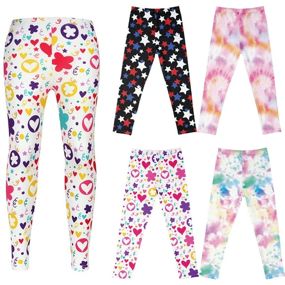 Esaierr 3-10Y Girls Printing Stretch Leggings for Kids Toddler Milk Silk Bottoms Spring Fall Trousers Tight Tights Pants