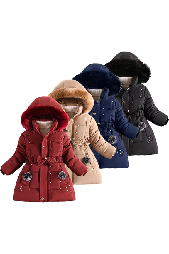 3-10 Years Girls Padded Parka Coats Jackets for Kids Baby,Warm Hooded Thicken Puffer Cotton Jackets Outerwear