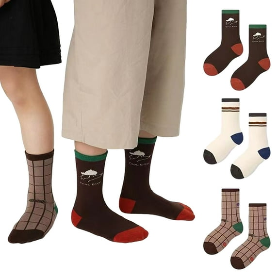 Esaierr 3-12 Years 3 Pairs Boys Socks Fashion Ankle Socks for Kids Baby,Embroidery Cotton Crew Socks,Fashion Cartoon Socks