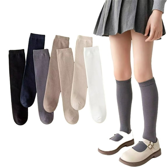 Esaierr 3-12 Years Old Girls 2 Pairs Outer Wear Socks,Spring Fall Solid Color Thigh High Socks,Thigh Socks High Knee High Socks for Baby Toddler