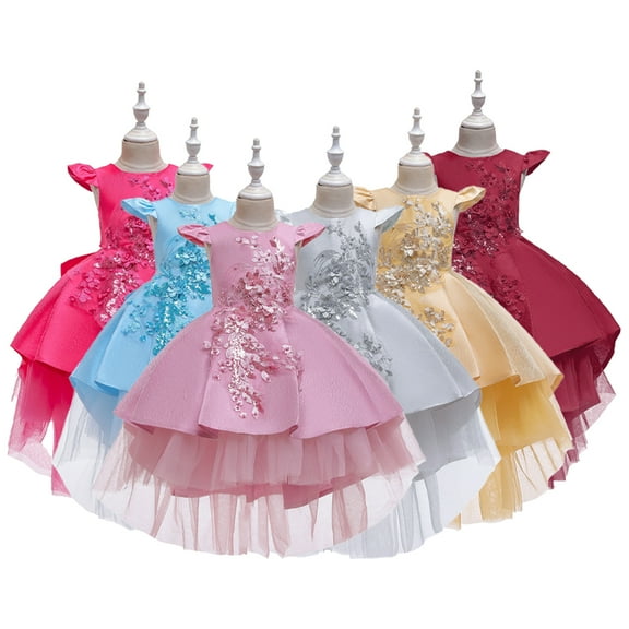 Esaierr 3-12Y Kids Toddler Girls Princess Dresses Wedding Dress Kids Piano Performance Dress, Trailing Girl Dress,Host Princess Dress Prom Ball Gown Tulle Dress