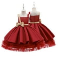 thumbnail image 1 of Esaierr 3-13T Toddler Girls Christmas Tulle Princess Dresses Kids Sleeveless Bowknot Tutu Formal Dress Party Gown, 1 of 9