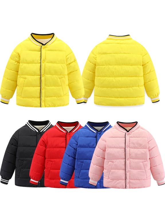 3-14 Years Boys Girls Winter Coats Solid Color Winter Down Cotton Jacket for Toddler Kids School Style Outerwear Winter Down Liner Fleece Jacket