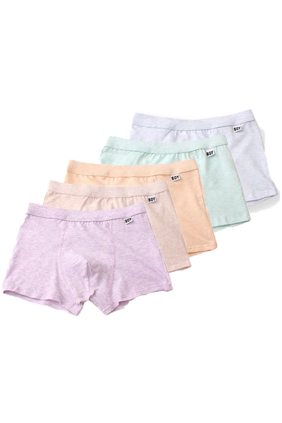 3-15Y Kids Boys Boxer Briefs Underwear Toddler Cotton Boxers Underwear Youth Boys Solid Color Shorts Underpants 5Pcs