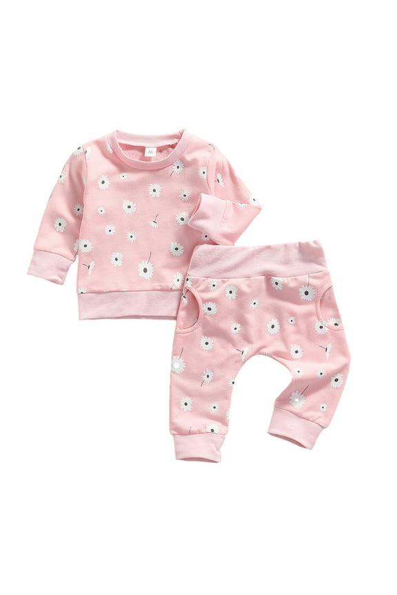 3-24 Months Girls Sweatshirt Set for Baby Infant,Spring Long Sleeve Sweater Outfits,Fall Printed Sweater Sweatpants 2PCS
